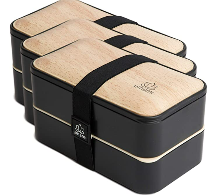 Umami Bento Box Adult Lunch Box, Space-Saving Nestable Design w/4 Utensils,  1 Sauce Jar, Versatile, …See more Umami Bento Box Adult Lunch Box